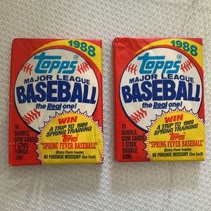 1988 Topps Major League Baseball Cards Unopened 2 Packs